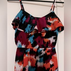 LOFT Floral Ruffle Maxi Dress - 0 Petite - multicolored floral